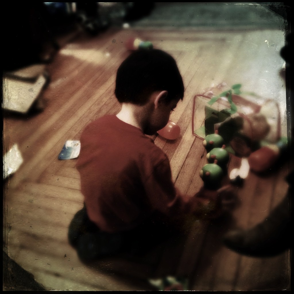 Loved ones exchange gifts / mindfully, thankful we are / here to exchange them. Haikumages