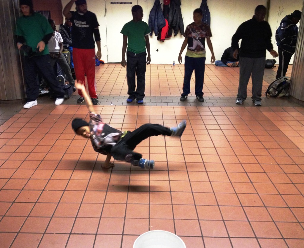 We all dance sometimes / in front of the white bucket / asking for money. Haikumages