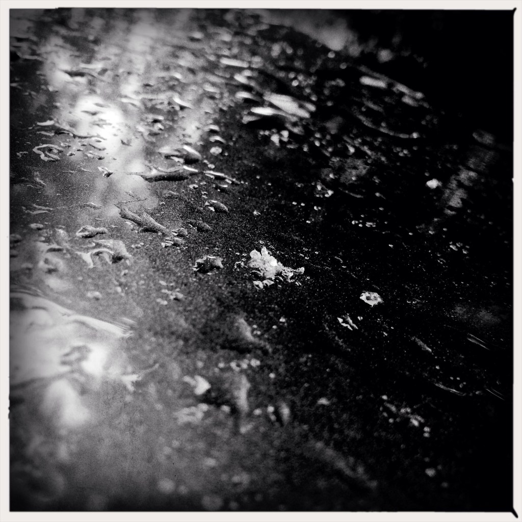 A snow-raining day / weather unsure of whether / to chill or warm up. Haikumages