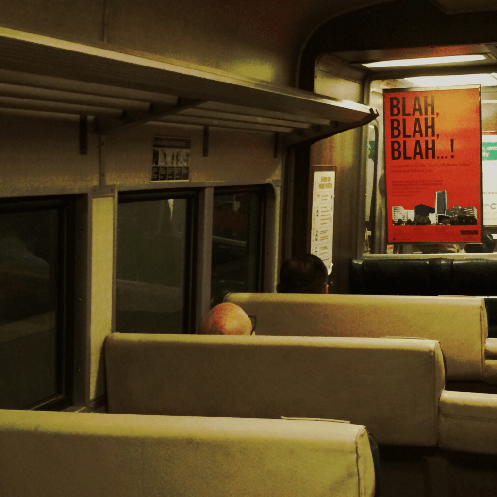 "It's a quiet car!" / barked the man unquietly / glaring at talkers. | haikumages