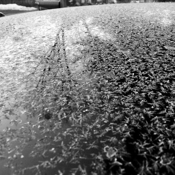 Car coated in frost / as March reminds us coldly / winter’s not yet done. // haikumages 