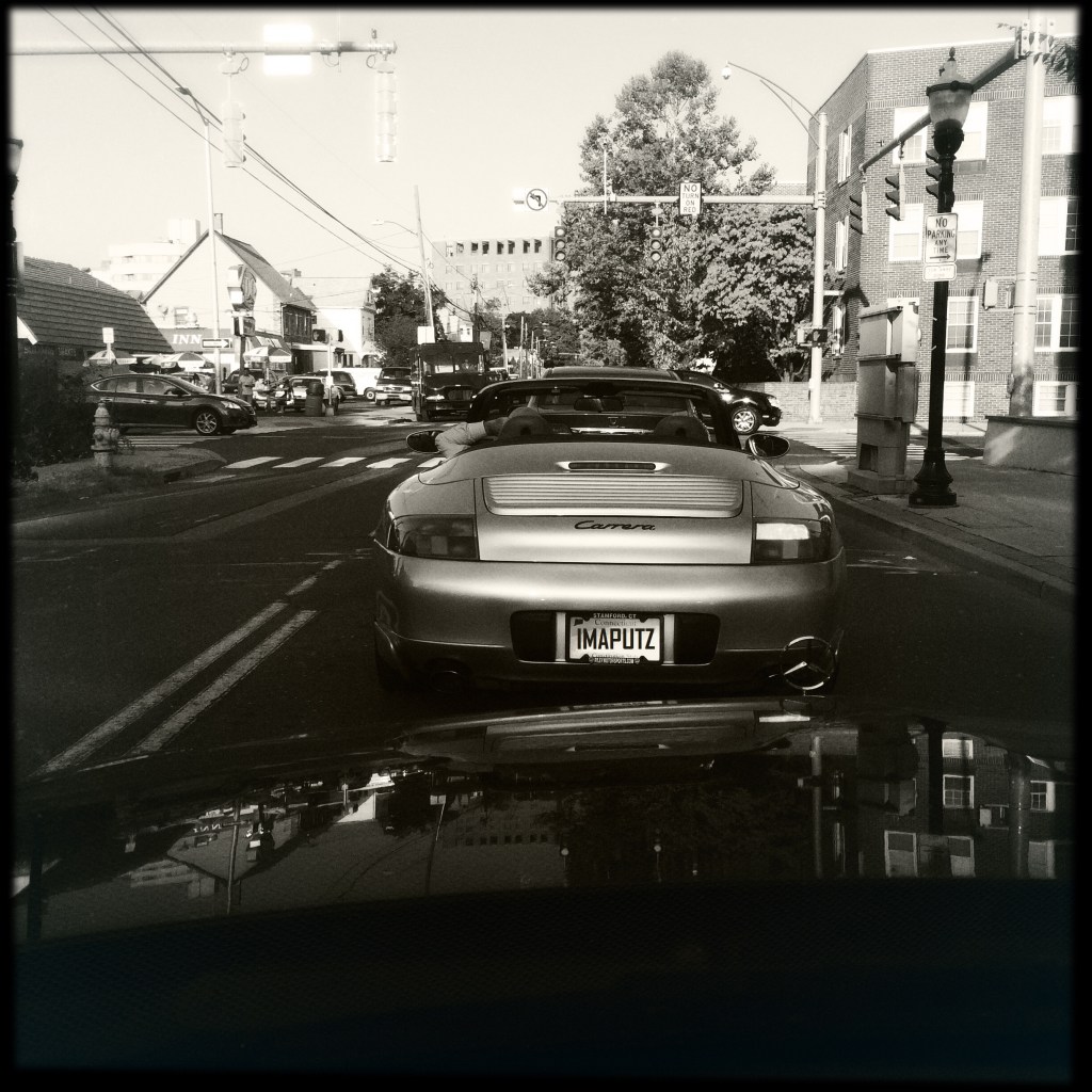 Ahead, the bald man / top down, smoke, phone, loud music / for me to enjoy. // haiku - haikumages