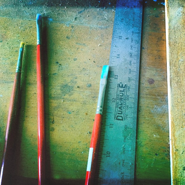 Three dusty brushes / left by the happy artist / without need to paint. // haiku - micropoetry - haikumages